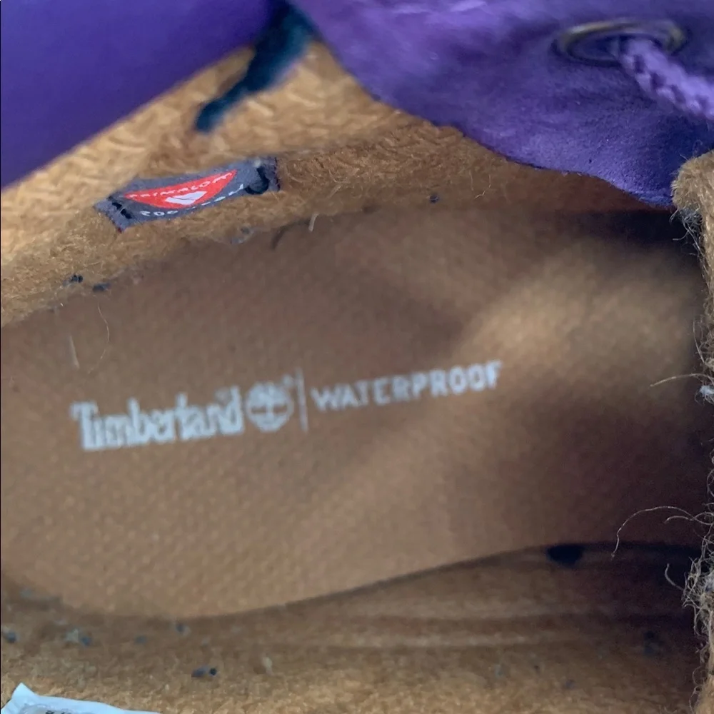 Timberland waterproof lace-up winter boots combat purple suede leather girls 6